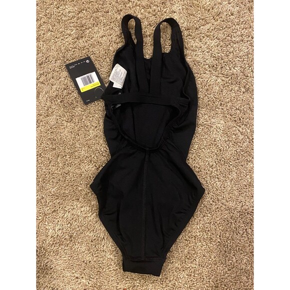 Nike Girls Solid Fast Back One Piece Swimsuit sz S Black Small - Picture 5 of 5